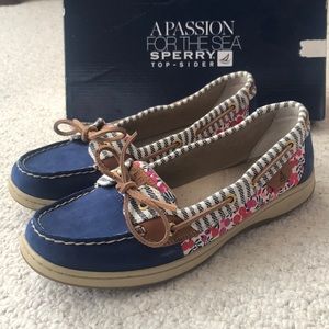 Sperry angelfish navy stripe and cherry pattern